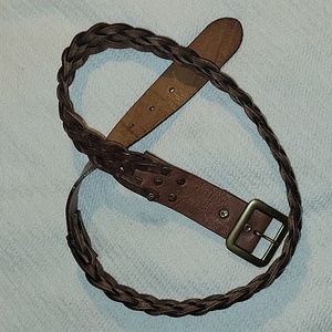Braided leather belt, 36, 1 1/2" wide, Brown